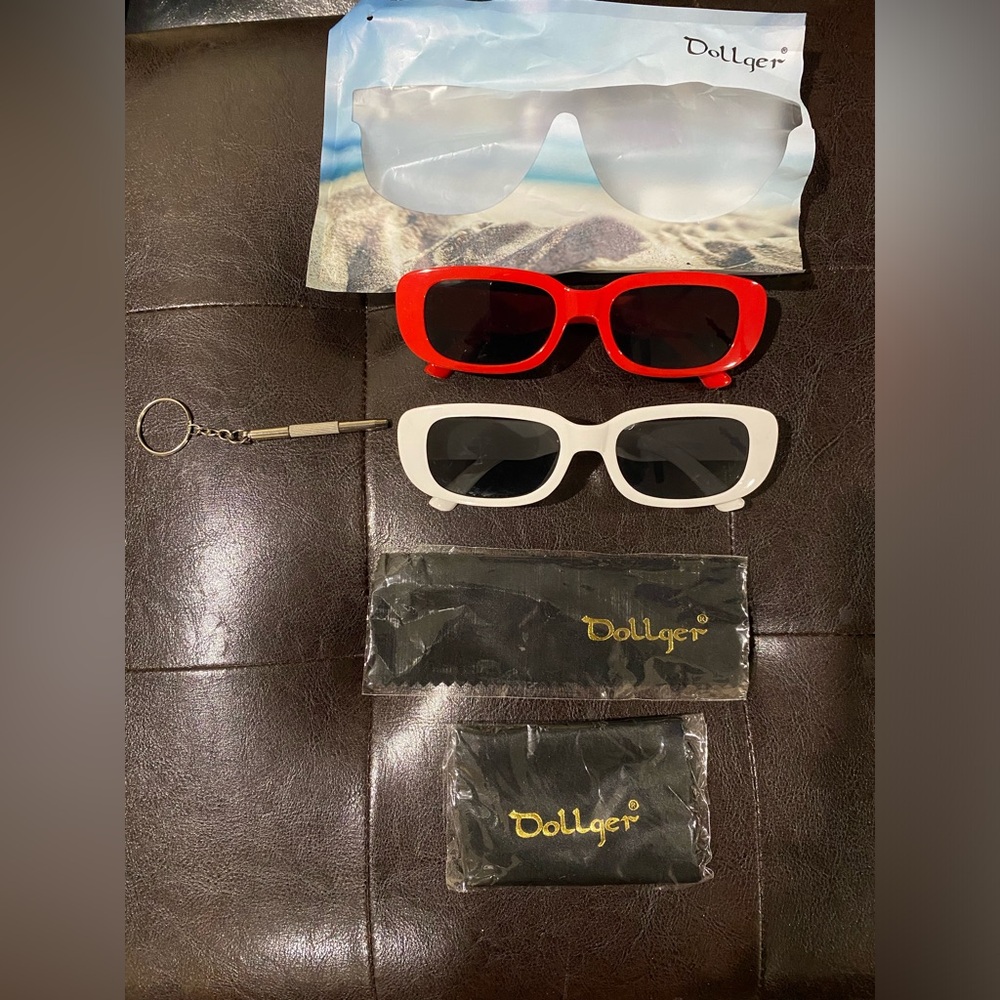 NWT SHEIN 2pairs (Red & White) Square frame fashion glasses